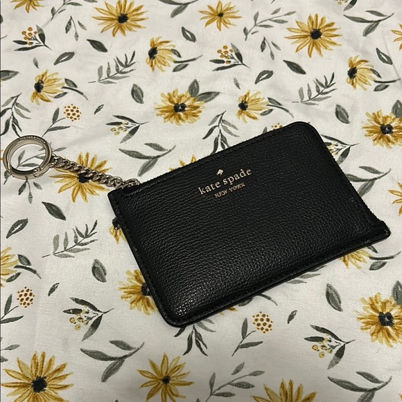Kate Spade Darcy Lzip Black Leather Card Holder with Keychain - Picture 6 of 6